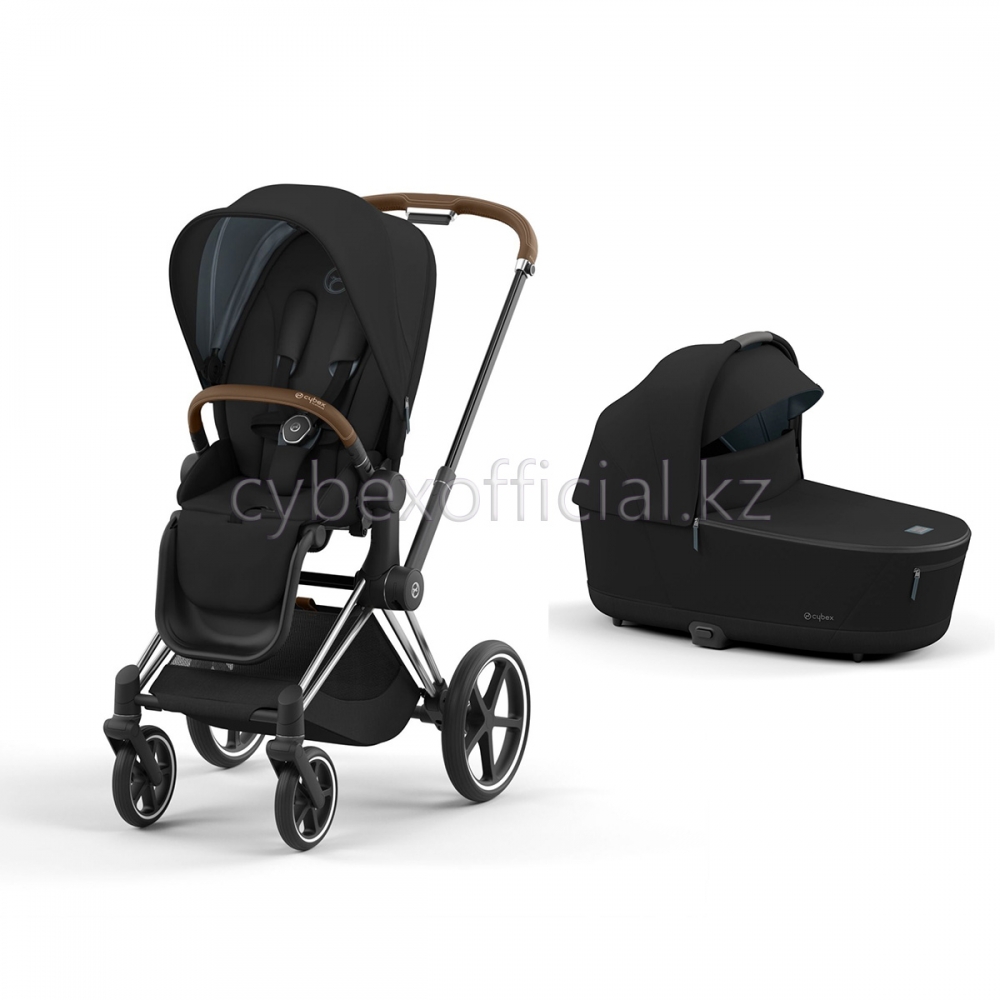 Коляска 2 в 1 Cybex Priam IV Deep Black на раме Chrome Brown