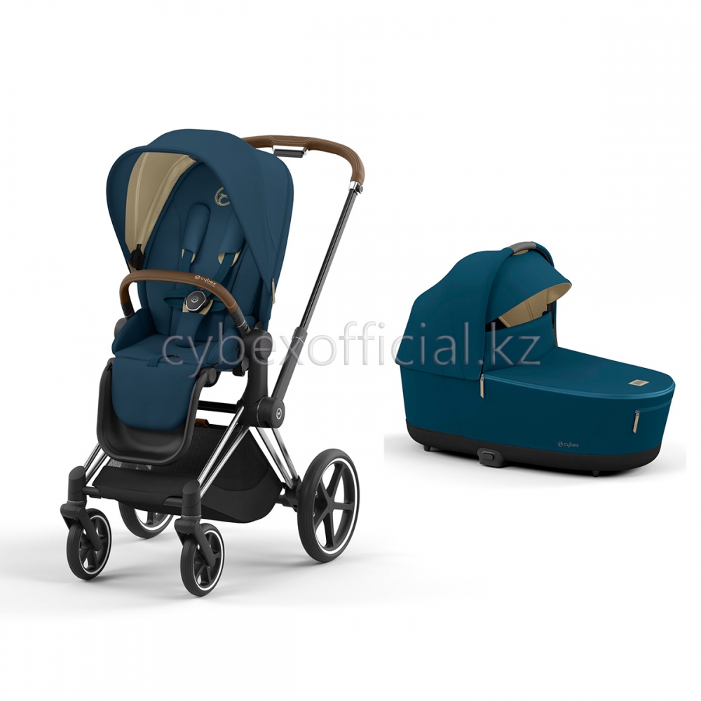 Коляска 2 в 1 Cybex Priam IV Mountain Blue на раме Chrome Brown