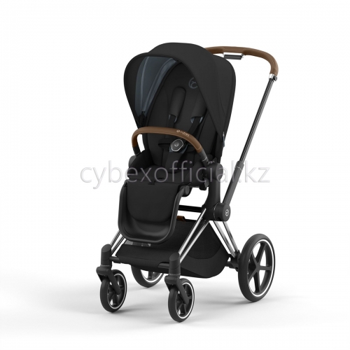 Коляска 2 в 1 Cybex Priam IV Deep Black на раме Chrome Brown